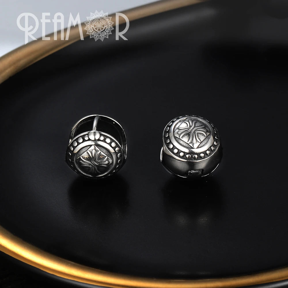 Boucles d’oreilles REAMOR 1 Pair Fashion Round Ball Hoop Earrings Punk Style Cross Piercing Earrings For Women Men Ethnic Simple Ear Jewelry Gift