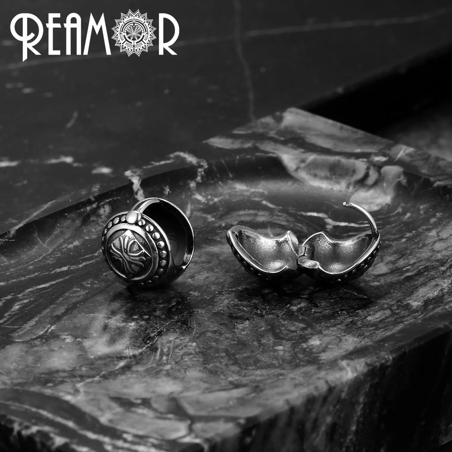 Boucles d’oreilles REAMOR 1 Pair Fashion Round Ball Hoop Earrings Punk Style Cross Piercing Earrings For Women Men Ethnic Simple Ear Jewelry Gift