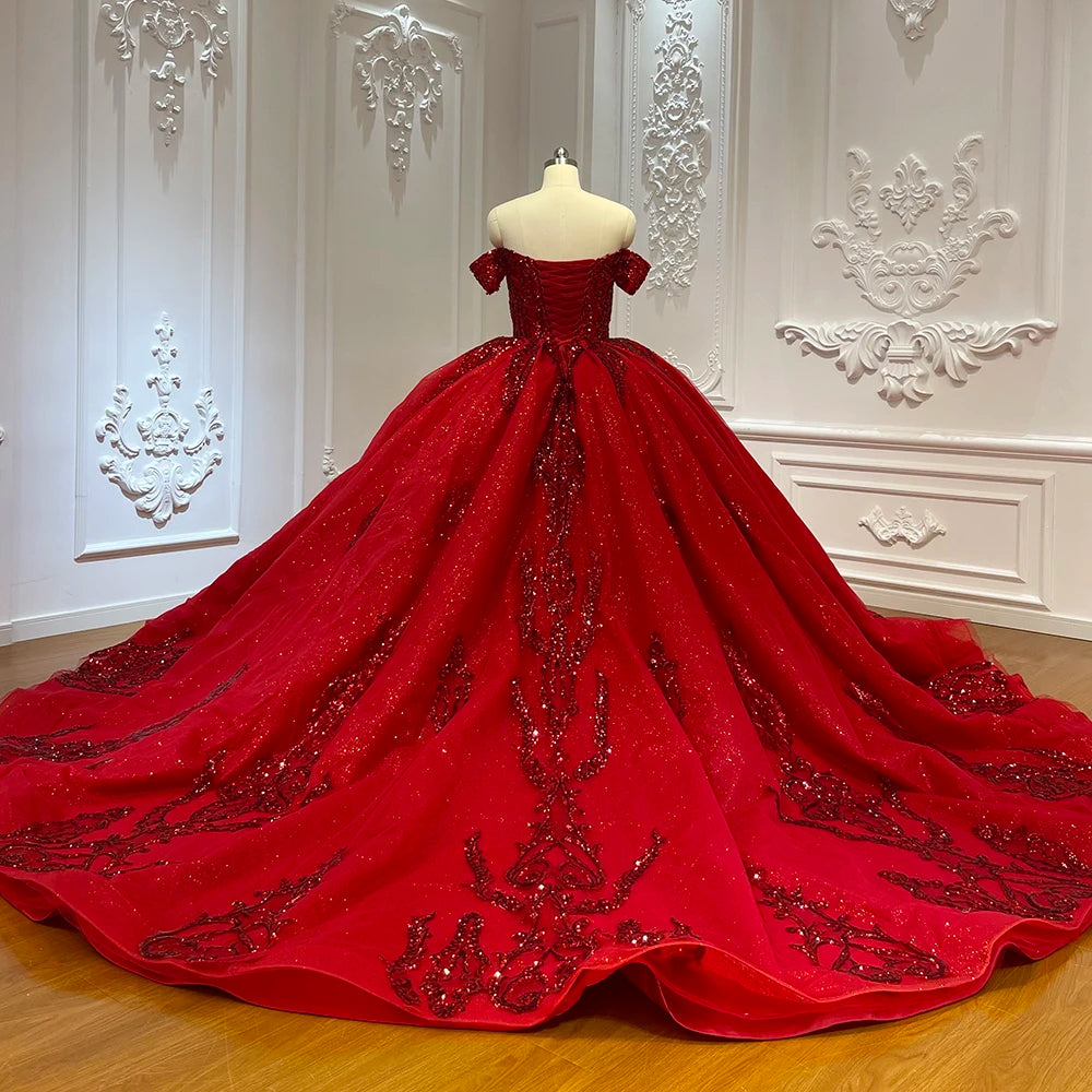 Jancember LSCJ42 Glitter Lace-up Sweetheart Long Tail Evening Dresses for Party