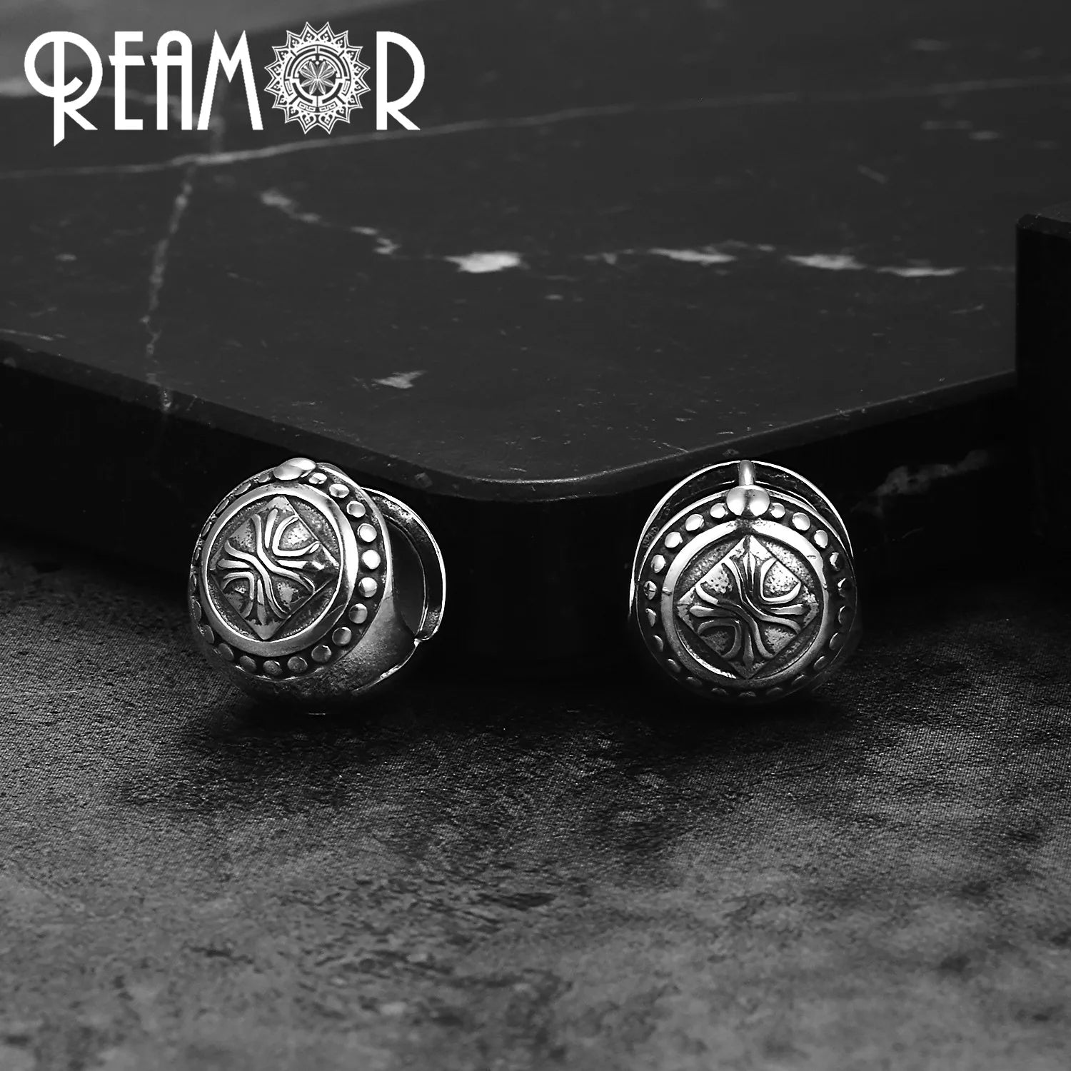 Boucles d’oreilles REAMOR 1 Pair Fashion Round Ball Hoop Earrings Punk Style Cross Piercing Earrings For Women Men Ethnic Simple Ear Jewelry Gift