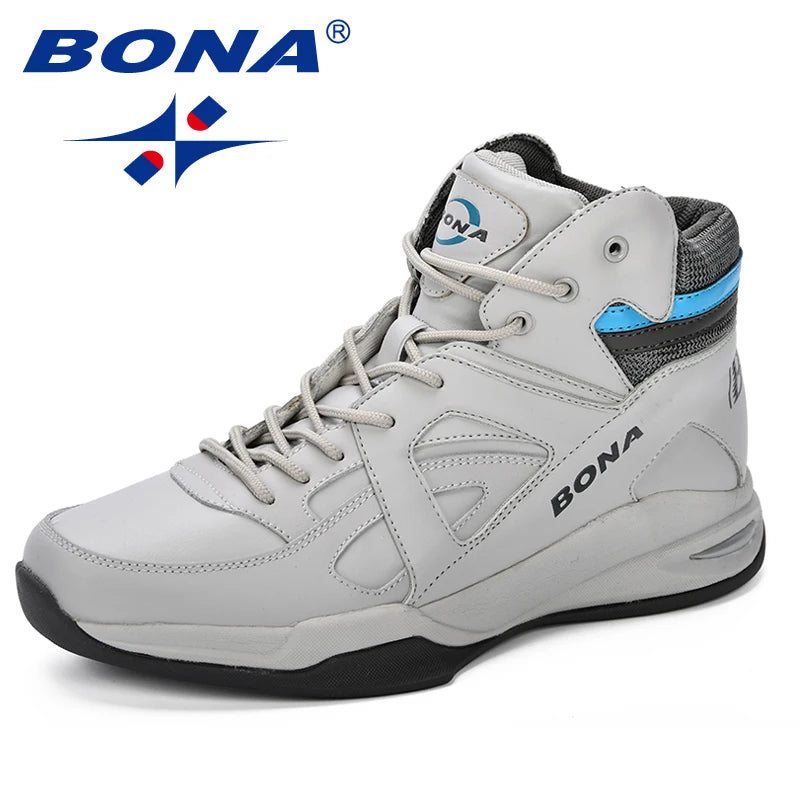 BONA Baskets Homme Men Basketball Shoes Cow Split Men Shoes Outdoor Flat High Top Sport Shoes Men Trainers Zapatillas Comfy