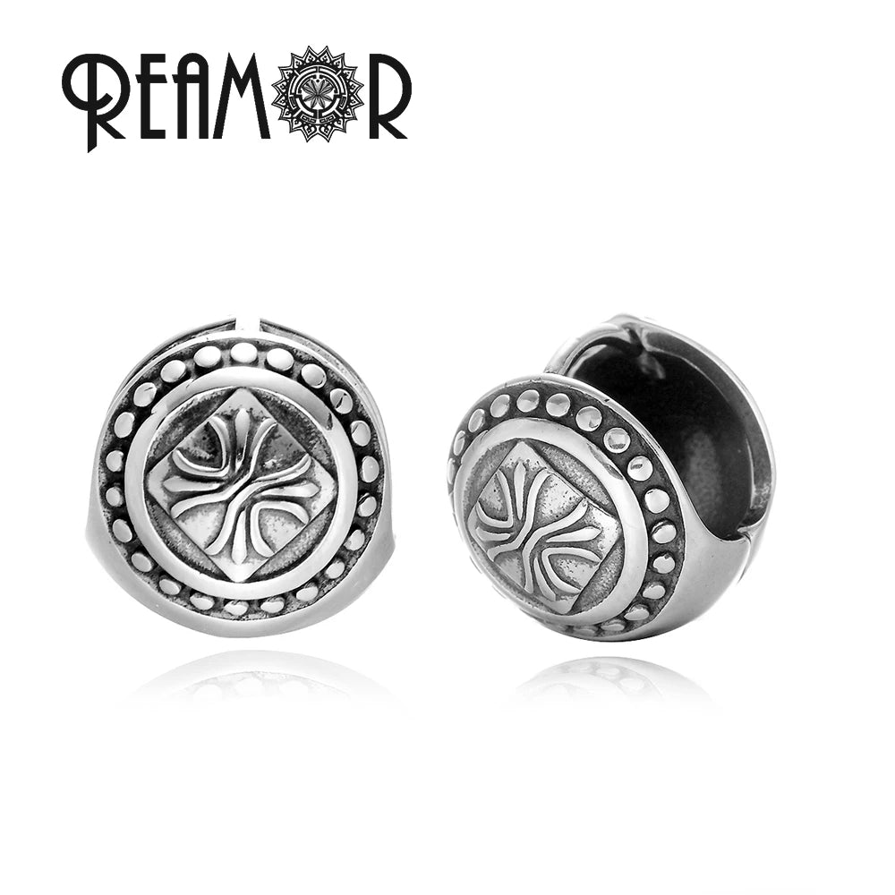 Boucles d’oreilles REAMOR 1 Pair Fashion Round Ball Hoop Earrings Punk Style Cross Piercing Earrings For Women Men Ethnic Simple Ear Jewelry Gift