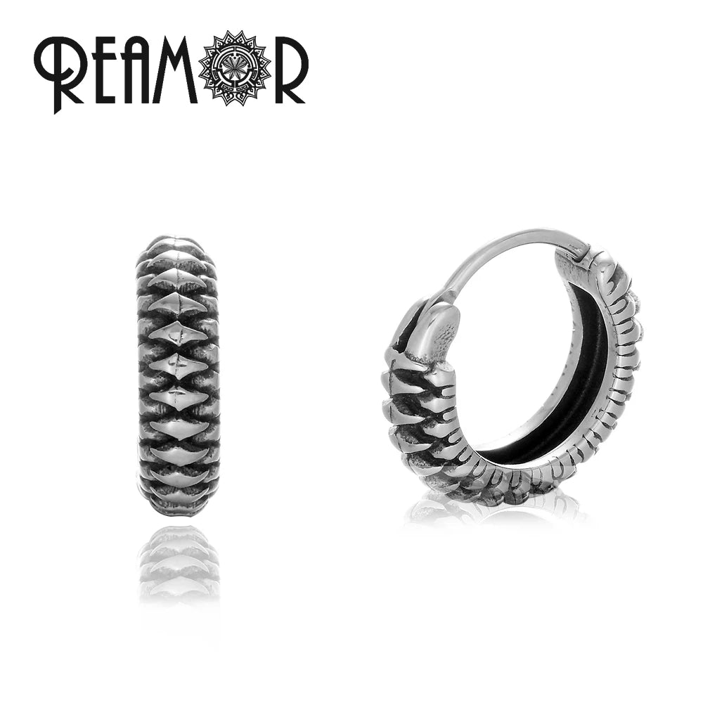 Boucles d’oreilles REAMOR 1 Pair Fashion Round Ball Hoop Earrings Punk Style Cross Piercing Earrings For Women Men Ethnic Simple Ear Jewelry Gift