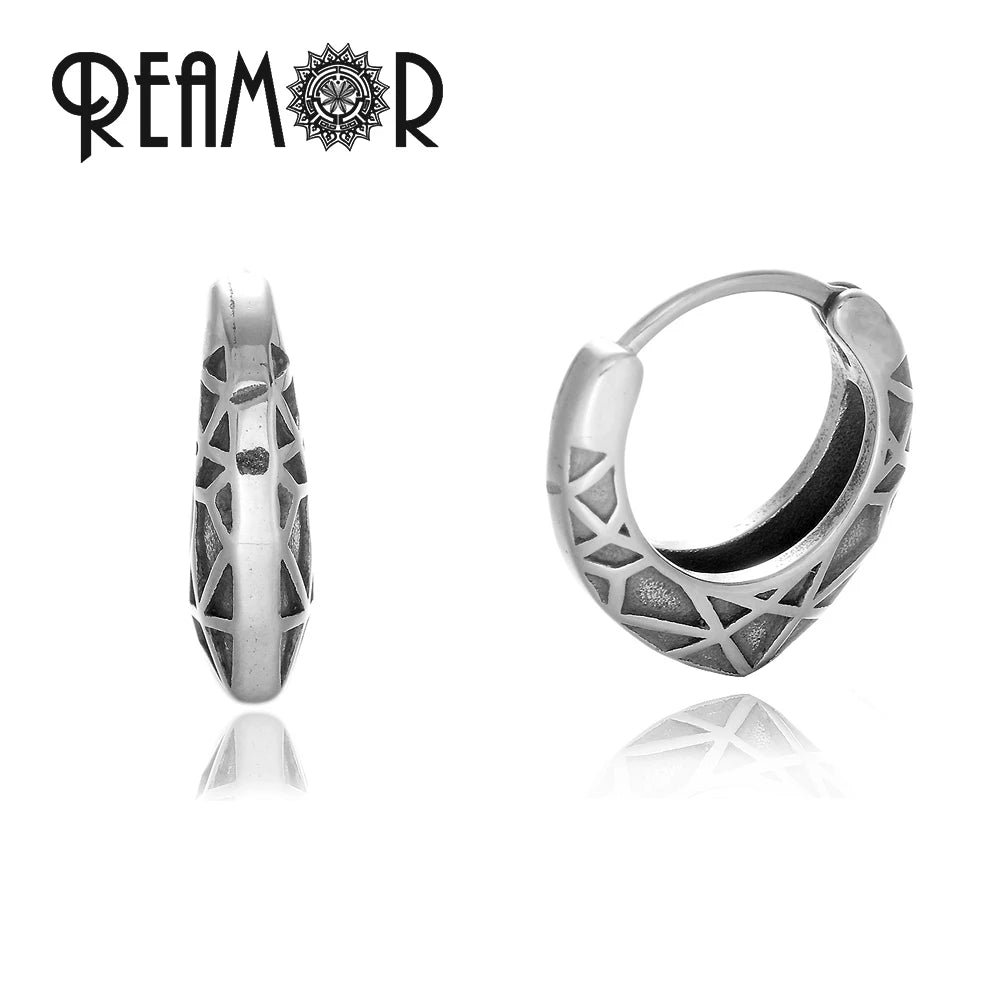 Boucles d’oreilles REAMOR 1 Pair Fashion Round Ball Hoop Earrings Punk Style Cross Piercing Earrings For Women Men Ethnic Simple Ear Jewelry Gift