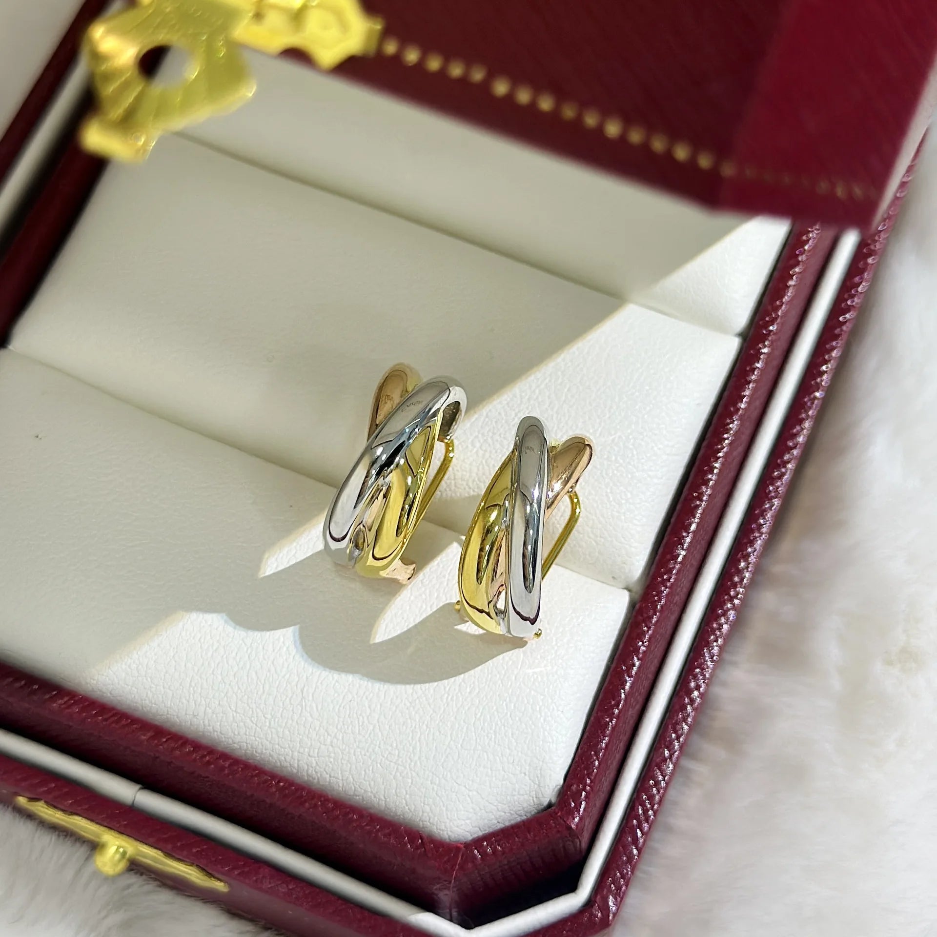 Boucles d’oreilles Luxury Designer 925 Silver Tri-rings Cross Circle Ear Buckle Hoops For Women Rose Gold Full Zircons C Shape Men Earring Jewelry