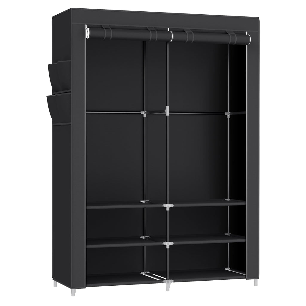 Armoire Chambre en Tissu, Porte-vêtements, Penderie, 45 x 127 x 176 cm cm, 2 Compartiments de Suspension, Noir RYG008B02