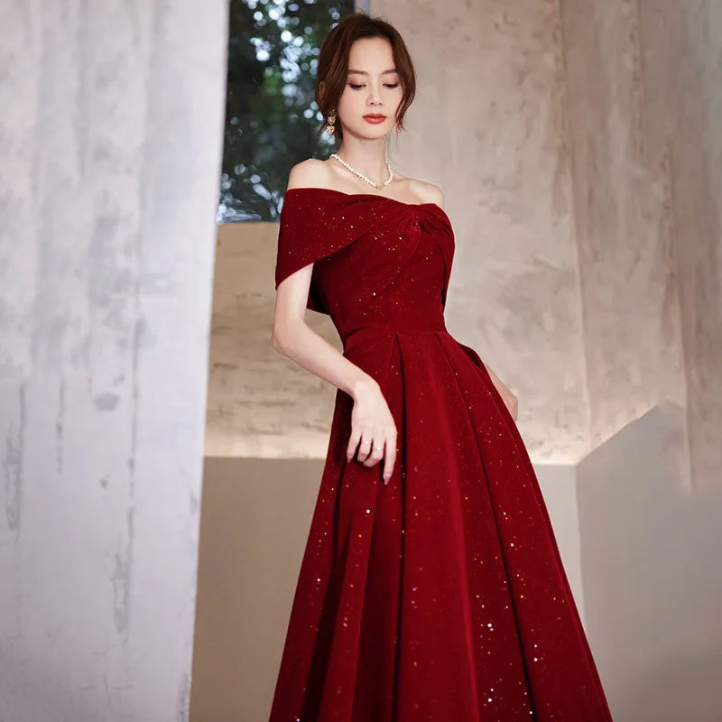 DongCMY New One-shoulder Prom Dresses Boat Neck Engagement Boho Dress Usually Wear Elegant Red Party Dresses For Women 2025