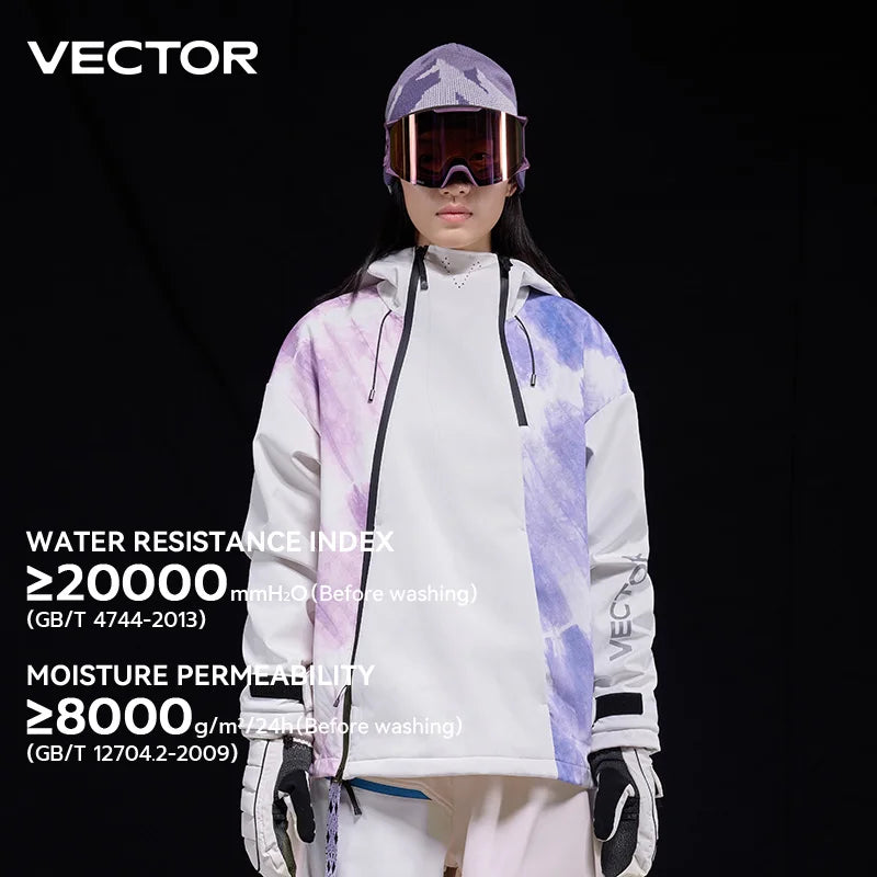 VECTOR Men and Women Splicing Skiing Skiing Top Waterproof Windproof Warm Durable Indoor and Outdoor Skiing Snowboard Jacket