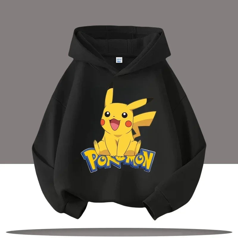 Vêtements chauds d'hiver mignons Pokemon Pikachu pour garçons et filles, sorties en plein air à la mode, sweats à capuche de spo