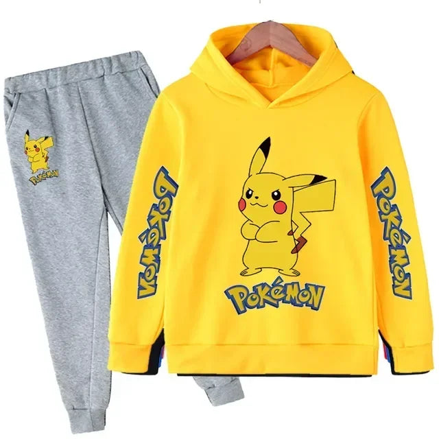 Nouveau Pikachu enfants manches longues tenues vêtements garçons 3-14 ans ensembles pour enfants garçon décontracté Pokemon