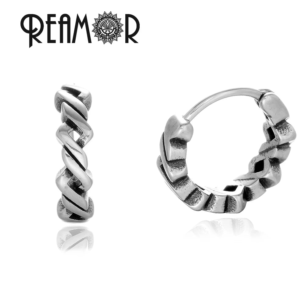 Boucles d’oreilles REAMOR 1 Pair Fashion Round Ball Hoop Earrings Punk Style Cross Piercing Earrings For Women Men Ethnic Simple Ear Jewelry Gift