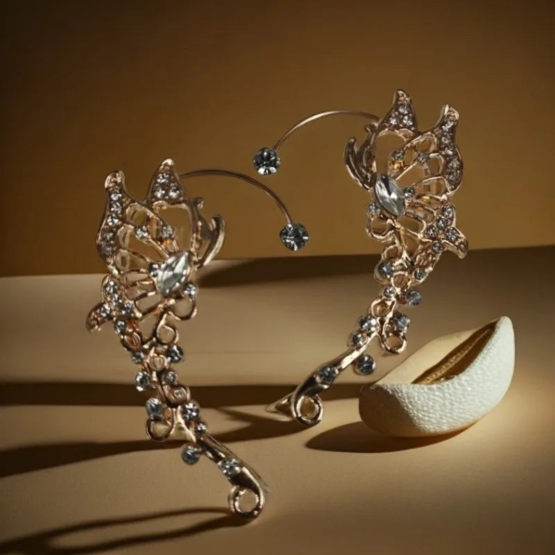 Boucles d’oreilles Newly launched, hot-selling, super shiny butterfly fairy ear clips for non-pierced ears. niche, luxurious and light earrings