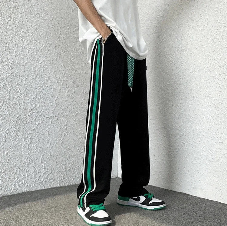 Male Sweat Pants Track Sport Trousers Straight Sweatpants for Men Athletic Stripe Wide Leg Black Stylish Casual New Items in Y2k