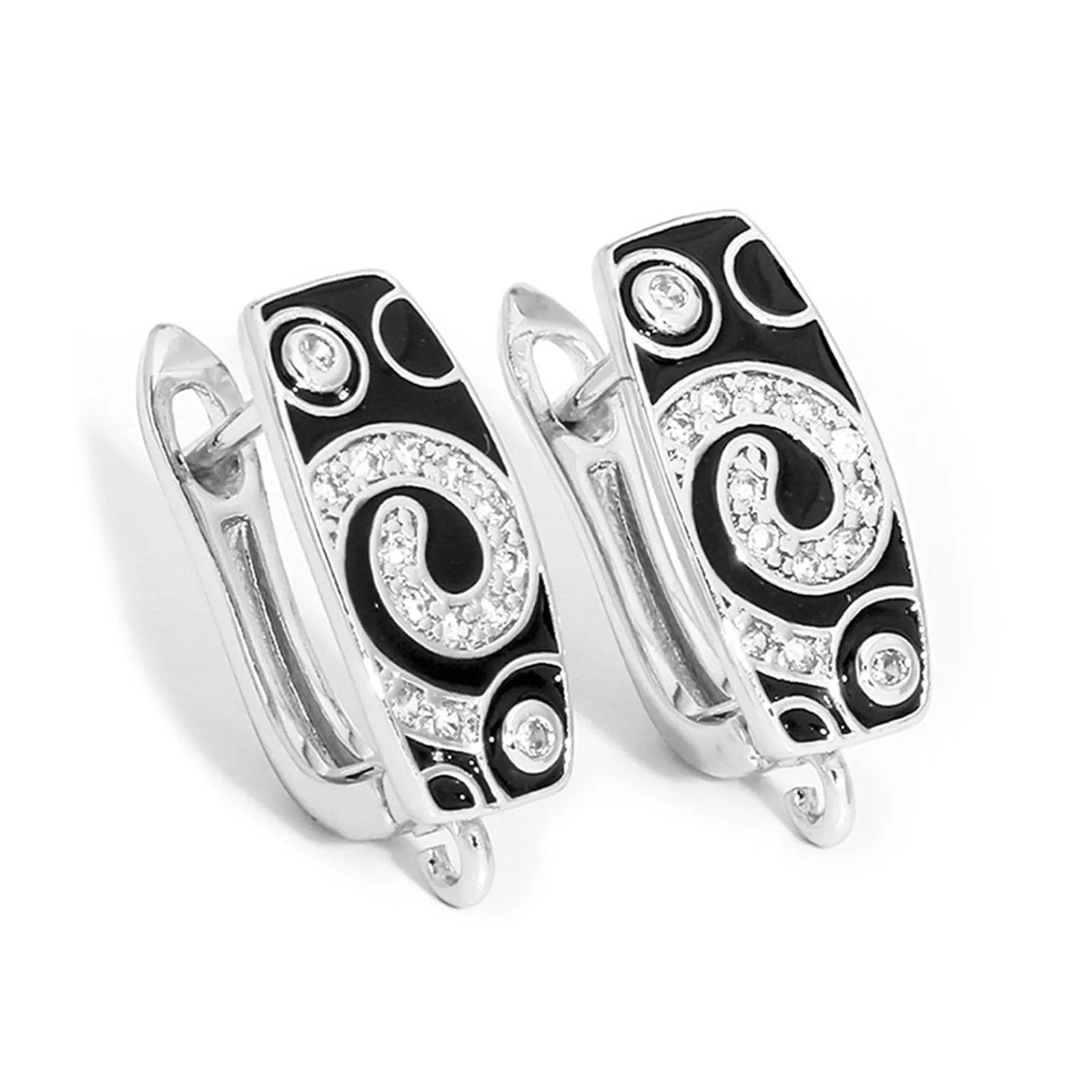 Bouclesd’oreilles 1/2 Pair Brass Micro Pave Hoop Earrings With Loop Black Enamel Clear Cubic Zirconia Earwires Fasteners
Accessories For Earring