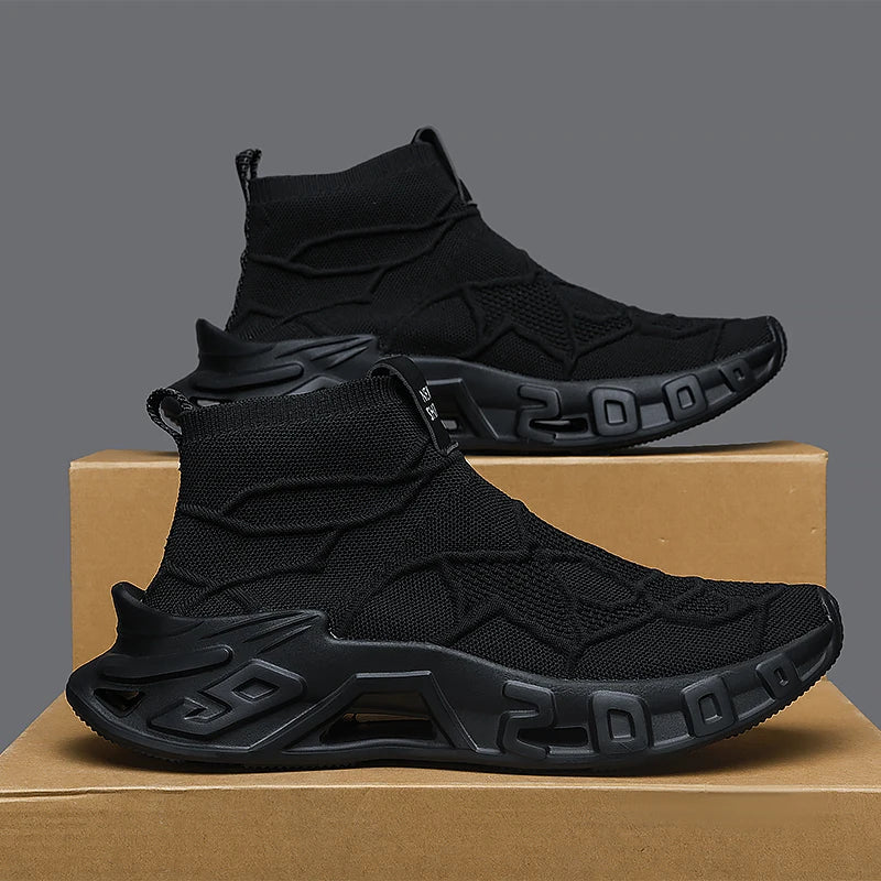 Men's Outdoor Sports Shoes - High-Top Sports Shoes Are Novel and Fashionable, Non-Slip and Durable, Suitable for All Seasons, Versatile Sports Shoes