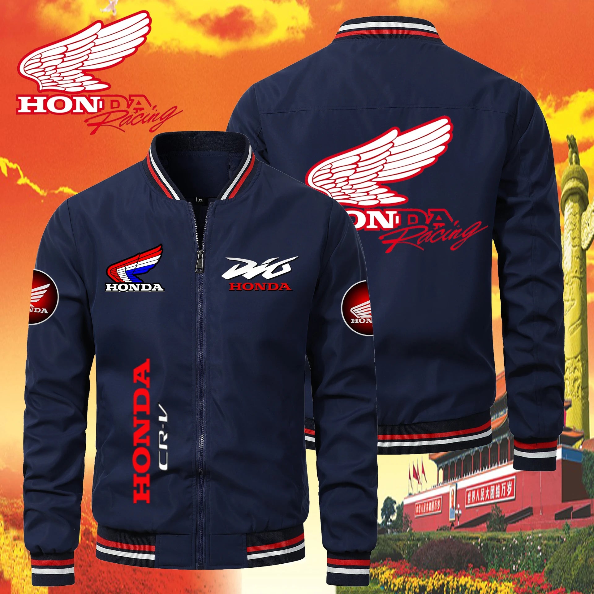 Veste de moto Honda pour hommes, veste de motard avec Logo Honda Red Wing et HRC, coupe-vent, vêtements de sport pour équipe de