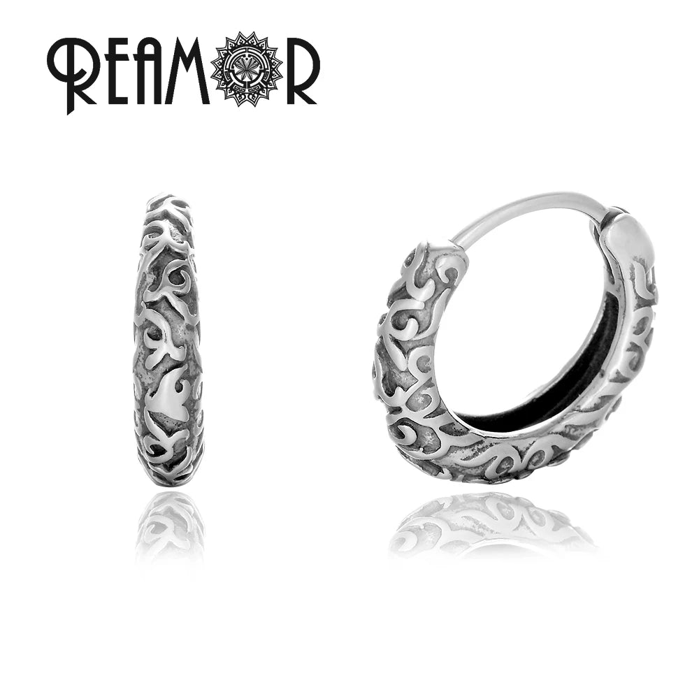 Boucles d’oreilles REAMOR 1 Pair Fashion Round Ball Hoop Earrings Punk Style Cross Piercing Earrings For Women Men Ethnic Simple Ear Jewelry Gift