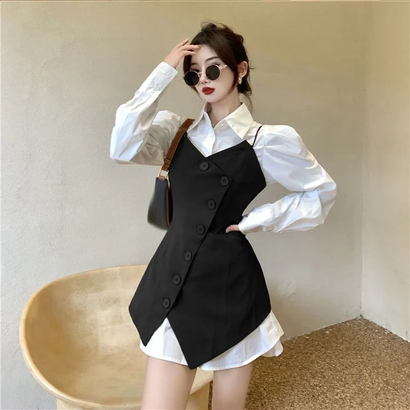 Vests Women Defined Waist Chic Irregular Mid-length Popular Simple Korean Fashion Autumn Temperament Harajuku Classic Coats Ins
