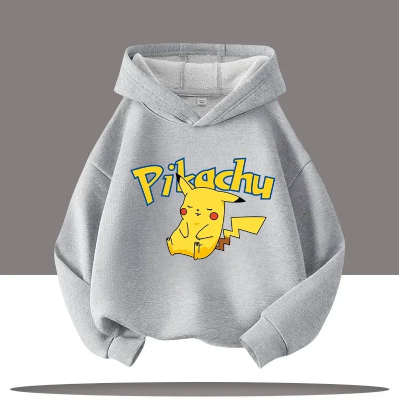 Vêtements chauds d'hiver mignons Pokemon Pikachu pour garçons et filles, sorties en plein air à la mode, sweats à capuche de spo