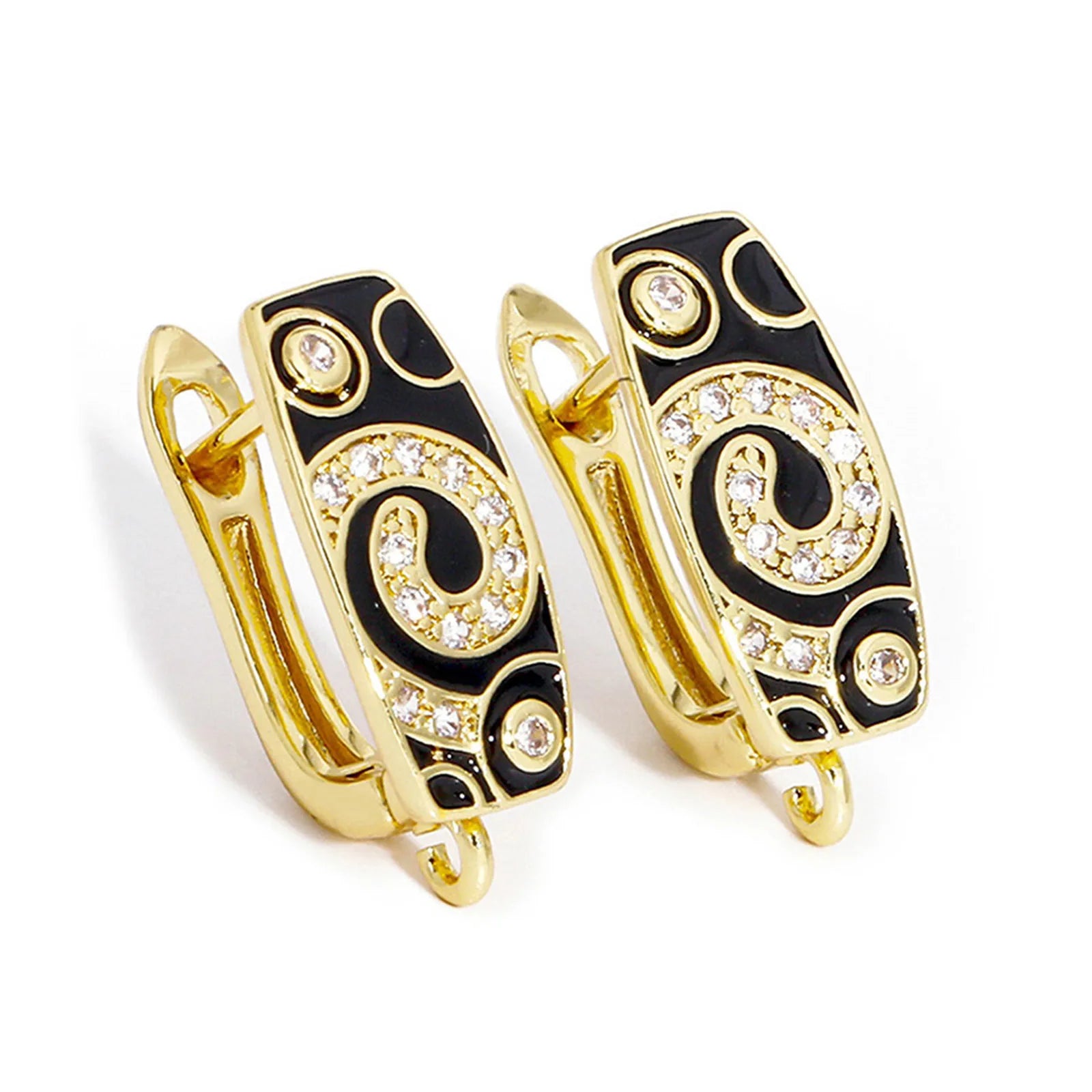 Bouclesd’oreilles 1/2 Pair Brass Micro Pave Hoop Earrings With Loop Black Enamel Clear Cubic Zirconia Earwires Fasteners
Accessories For Earring