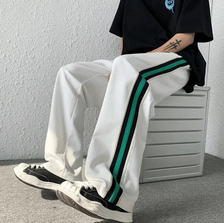Male Sweat Pants Track Sport Trousers Straight Sweatpants for Men Athletic Stripe Wide Leg Black Stylish Casual New Items in Y2k