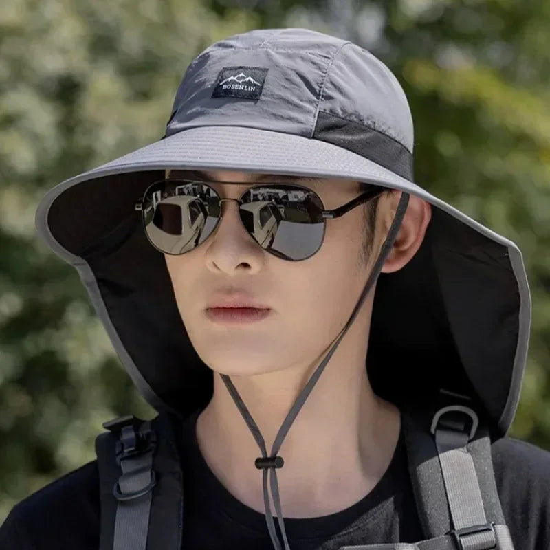 Caps Summer Wide Brim Neck Protection Unisex Bucket Hats Outdoor Visor Quick-drying Panama Sunscreen Tied Fishing Hiking Hat