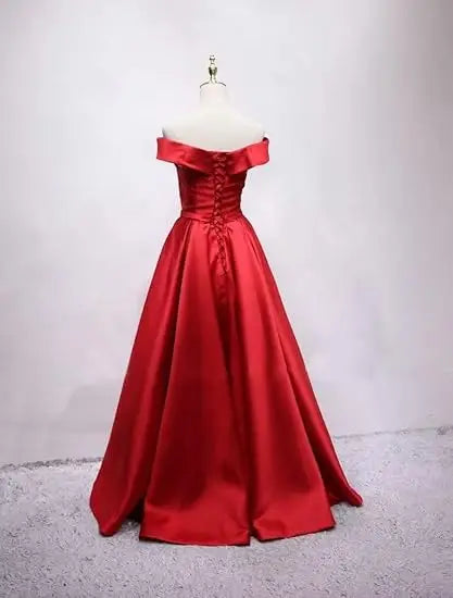 Vintage Off The Shoulder Evening Dresses Long Satin Prom Dress Elegant Women Formal Gowns Wedding Dress Party Dress Customized
