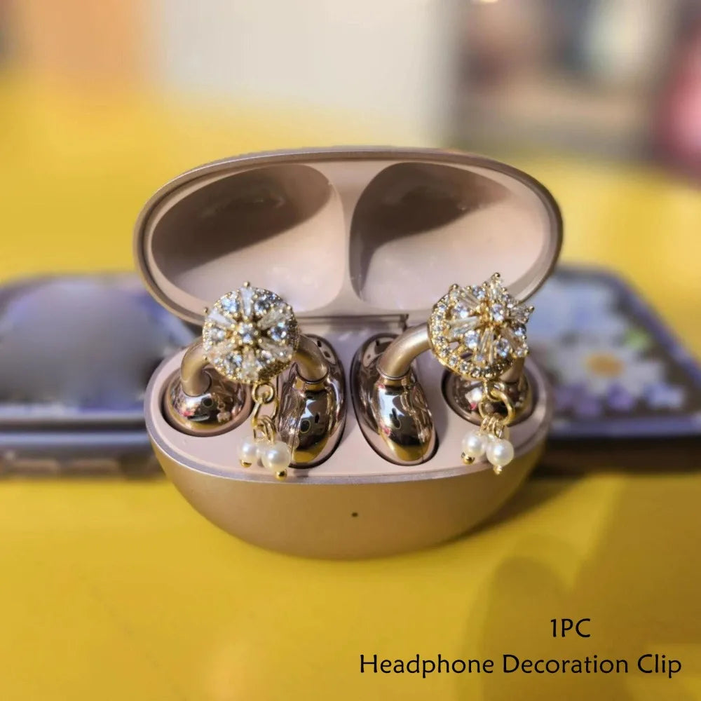 DIY Headphone Diameter Buckle Zircon Rotatable Headphone Decoration Clip Easy to Install Removeable Earbud Accessories