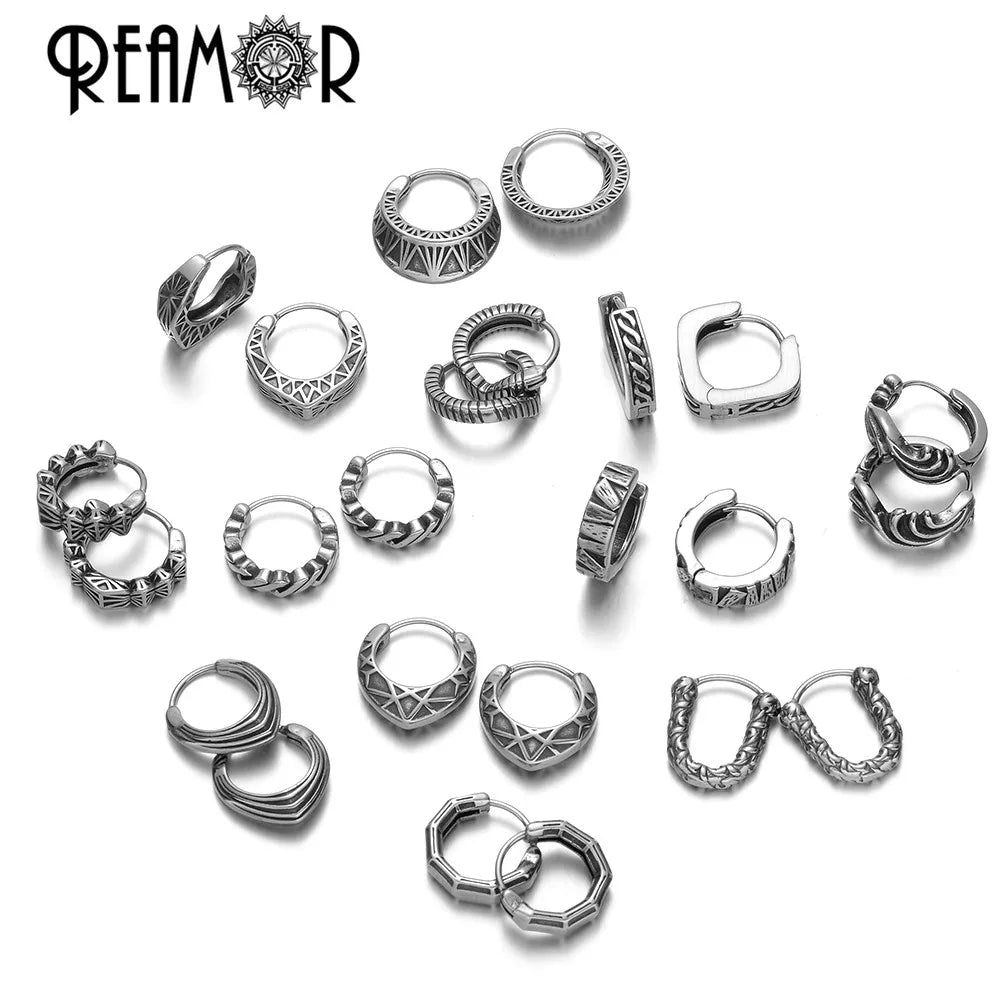 Boucles d’oreilles REAMOR 1 Pair Fashion Round Ball Hoop Earrings Punk Style Cross Piercing Earrings For Women Men Ethnic Simple Ear Jewelry Gift