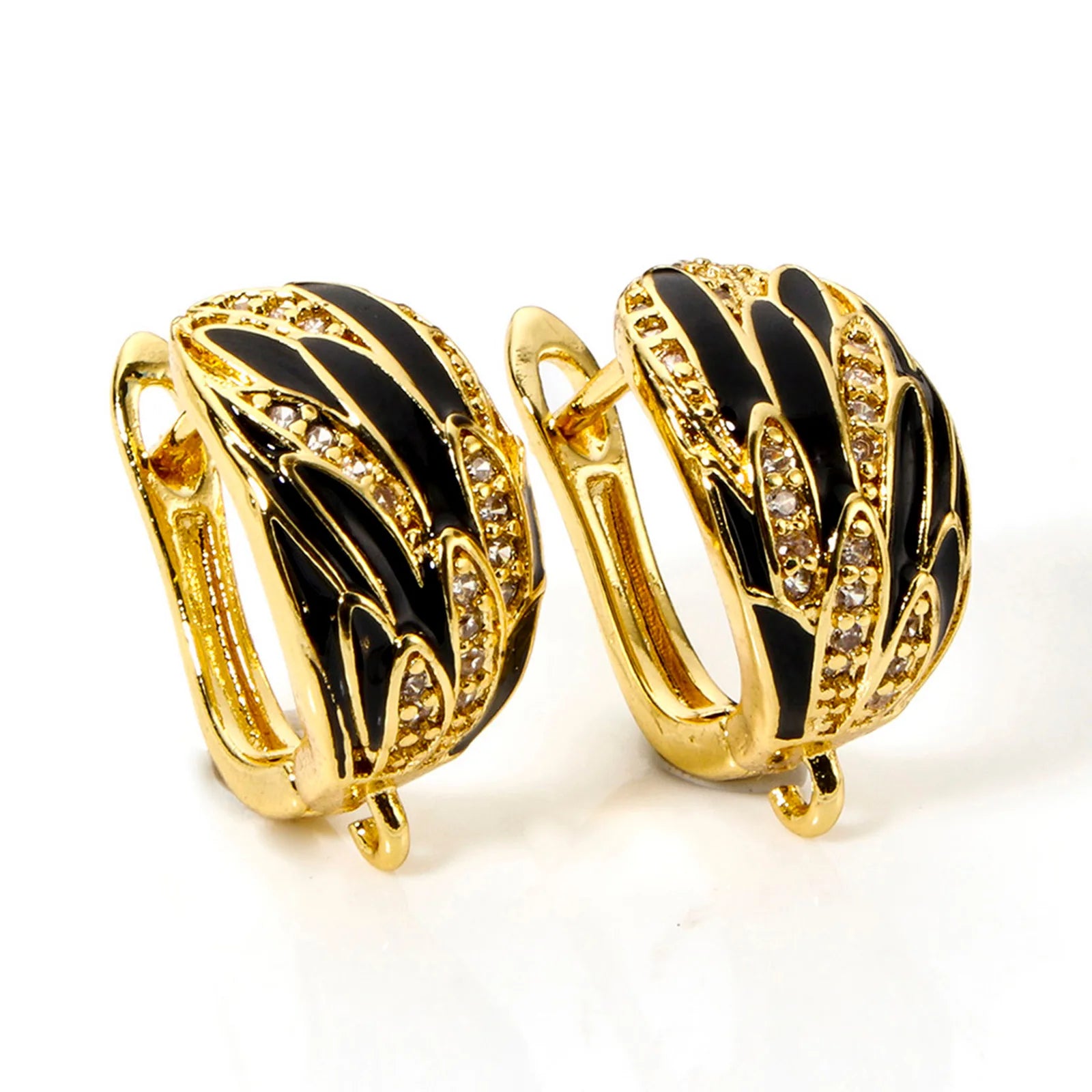 Bouclesd’oreilles 1/2 Pair Brass Micro Pave Hoop Earrings With Loop Black Enamel Clear Cubic Zirconia Earwires Fasteners
Accessories For Earring