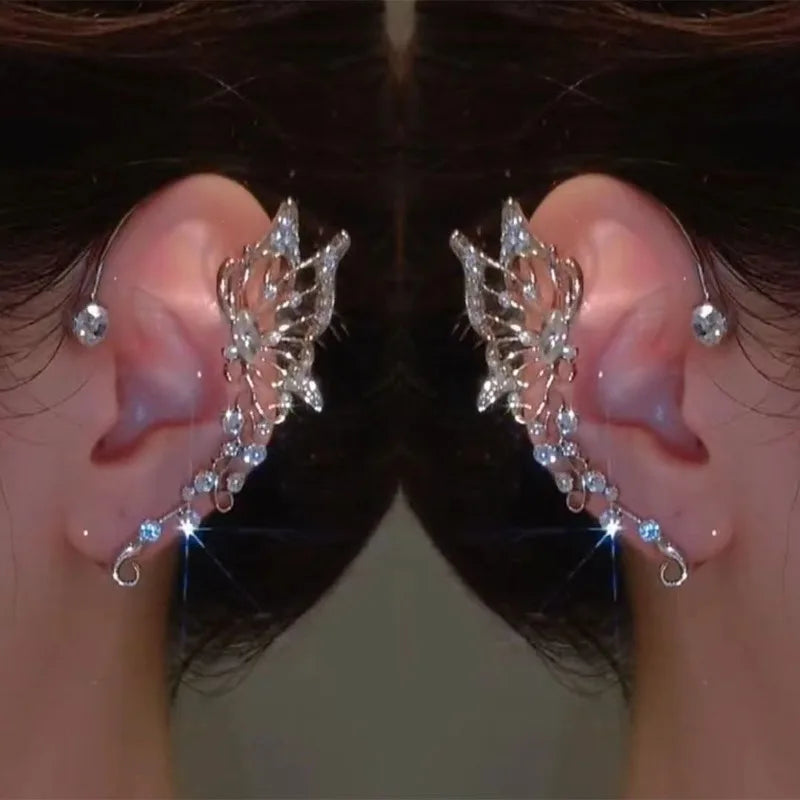 Boucles d’oreilles Newly launched, hot-selling, super shiny butterfly fairy ear clips for non-pierced ears. niche, luxurious and light earrings