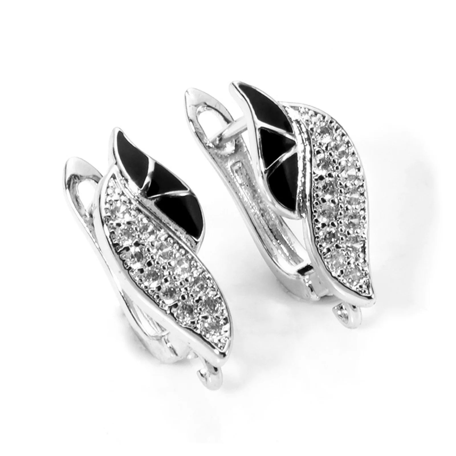 Bouclesd’oreilles 1/2 Pair Brass Micro Pave Hoop Earrings With Loop Black Enamel Clear Cubic Zirconia Earwires Fasteners
Accessories For Earring