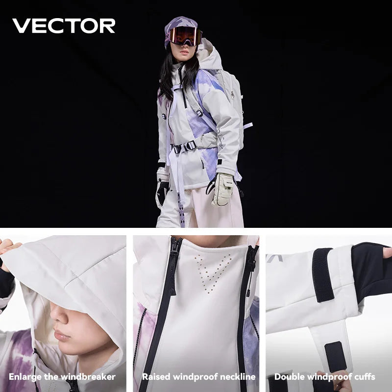 VECTOR Men and Women Splicing Skiing Skiing Top Waterproof Windproof Warm Durable Indoor and Outdoor Skiing Snowboard Jacket