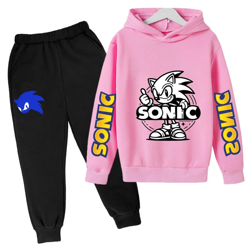 2025 Nouveau Anime The Hedgehog Sonic sweat à capuche + pantalon ensemble Sonic costume avec poche ensemble de sport vêtements