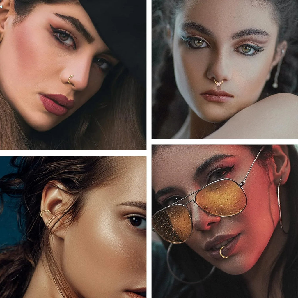 Boucle d’oreilles Bobisty 8Pcs Septum Rings 16G Nose Rings Hoops for Women CZ Helix Cartilage Tragus Earrings Septum  Piercing Jewelry Halloween