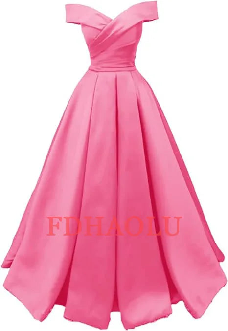 Vintage Off The Shoulder Evening Dresses Long Satin Prom Dress Elegant Women Formal Gowns Wedding Dress Party Dress Customized