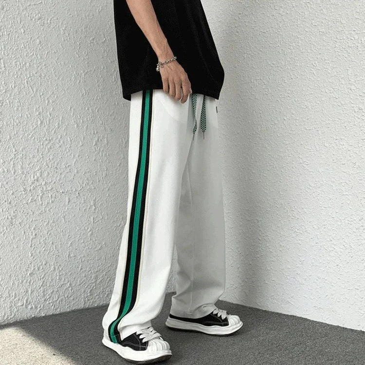 Male Sweat Pants Track Sport Trousers Straight Sweatpants for Men Athletic Stripe Wide Leg Black Stylish Casual New Items in Y2k