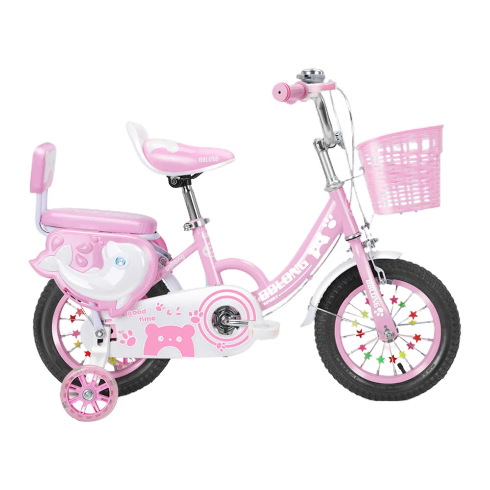 Kids Bike 12-20in Bicycle with Training Wheels Basket Protective Net Fash Wheel Children Bicycle for Girls Ages 3-13 Years