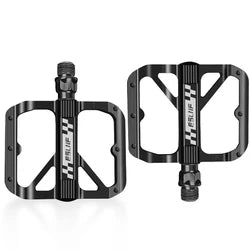 YIQUAN Bike Pedals: Chromoly Spindle + Boron Steel Axle, Dual DU Bearings, 9.5x10.7cm Non-Slip Platform w/12 Pins(283g/Pair)