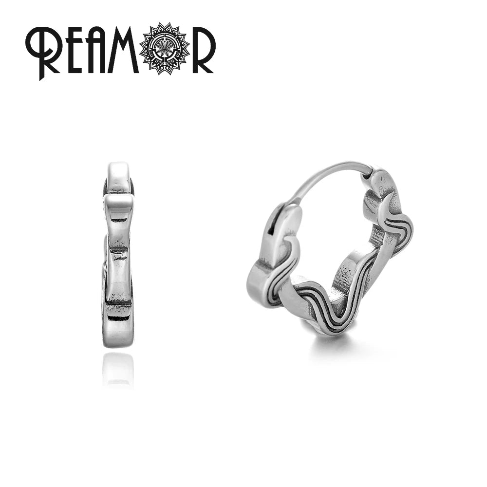 Boucles d’oreilles REAMOR 1 Pair Fashion Round Ball Hoop Earrings Punk Style Cross Piercing Earrings For Women Men Ethnic Simple Ear Jewelry Gift