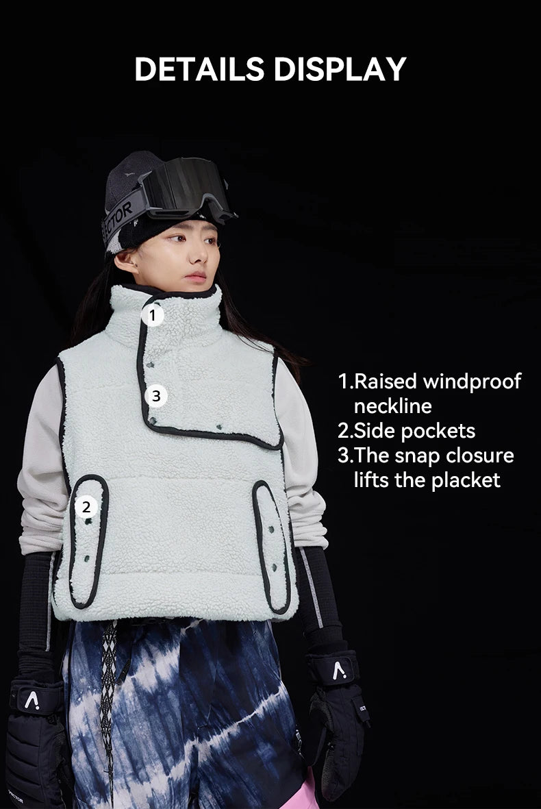 VECTOR Lamb Wool and Cotton Vest Skin Friendly Heat Gathering Lightweight and Temperature Locking Indoor and Outdoor Skiing