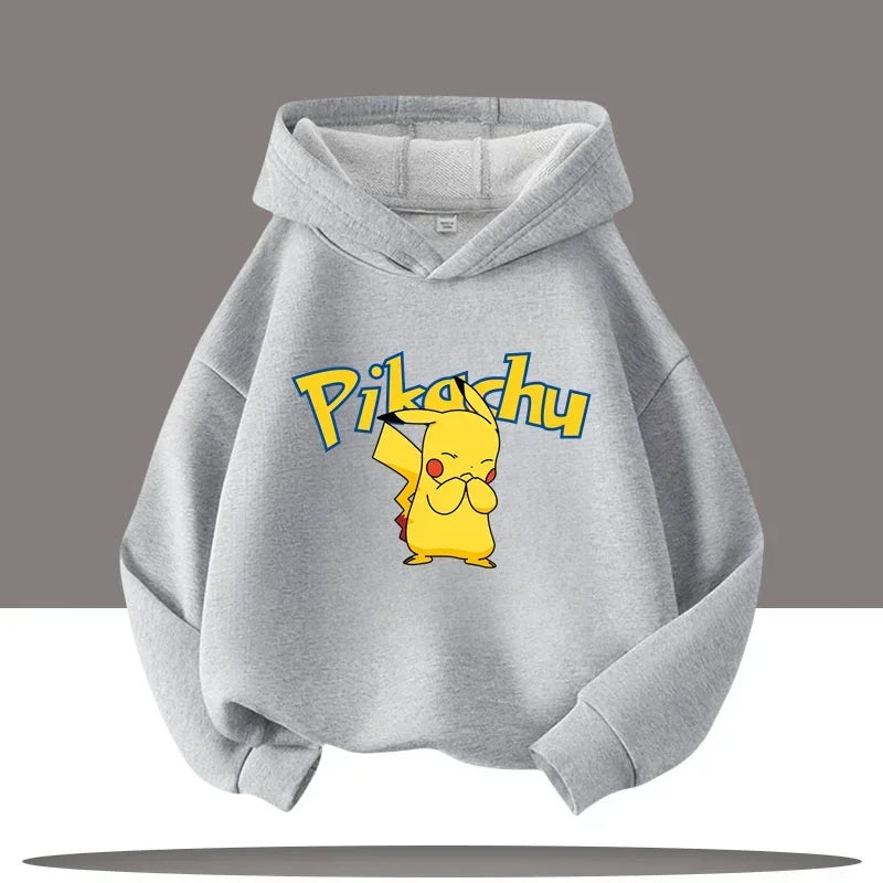 Vêtements chauds d'hiver mignons Pokemon Pikachu pour garçons et filles, sorties en plein air à la mode, sweats à capuche de spo