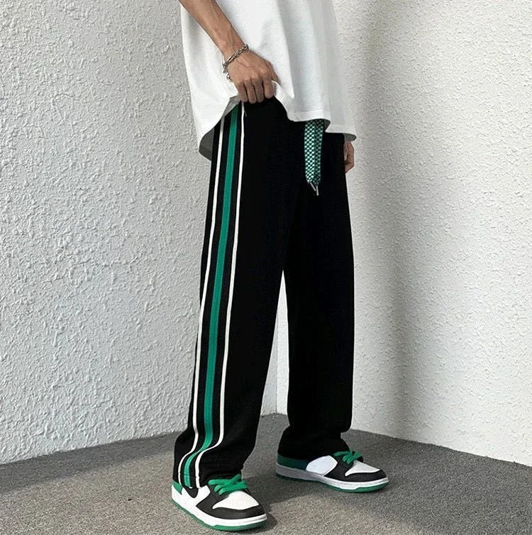 Male Sweat Pants Track Sport Trousers Straight Sweatpants for Men Athletic Stripe Wide Leg Black Stylish Casual New Items in Y2k