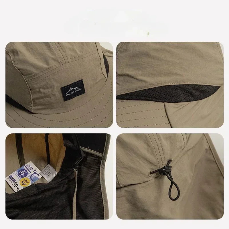 Caps Summer Wide Brim Neck Protection Unisex Bucket Hats Outdoor Visor Quick-drying Panama Sunscreen Tied Fishing Hiking Hat