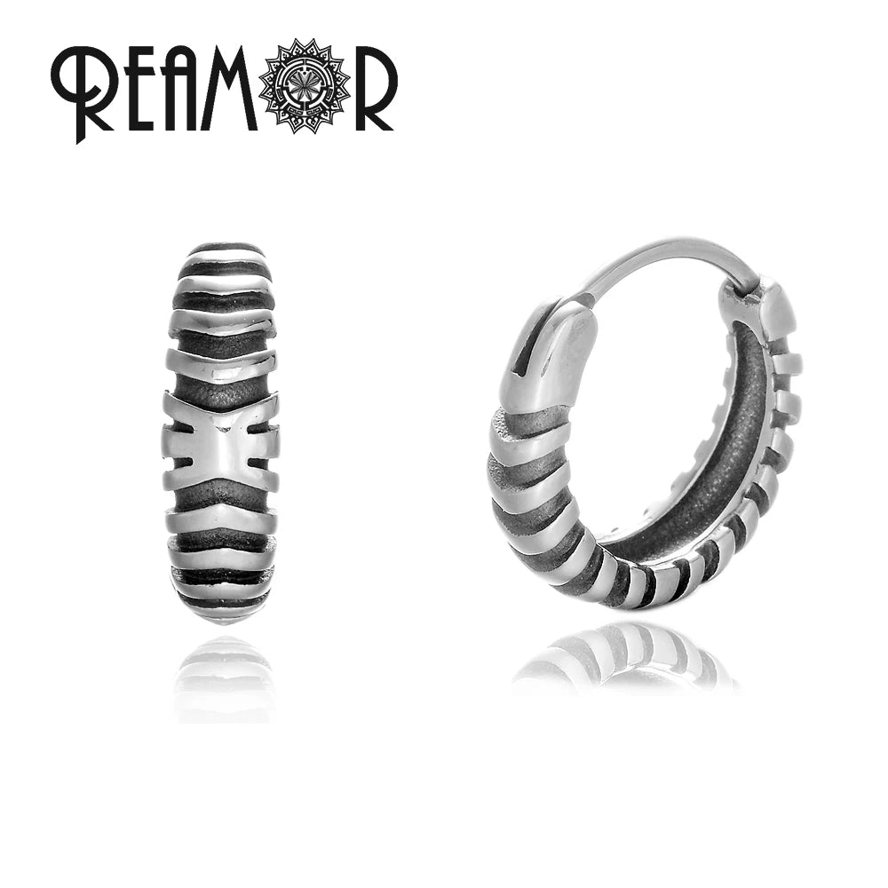 Boucles d’oreilles REAMOR 1 Pair Fashion Round Ball Hoop Earrings Punk Style Cross Piercing Earrings For Women Men Ethnic Simple Ear Jewelry Gift