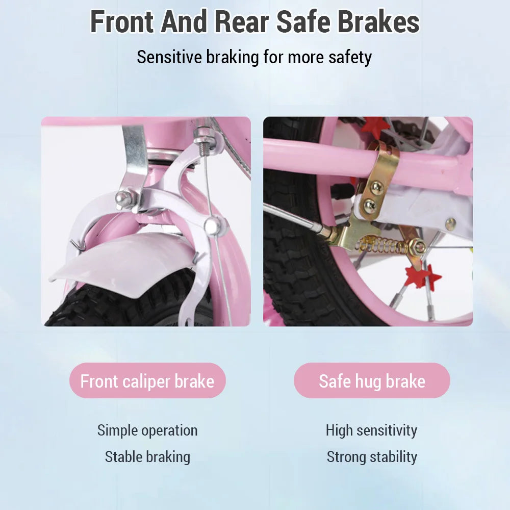 Kids Bike 12-20in Bicycle with Training Wheels Basket Protective Net Fash Wheel Children Bicycle for Girls Ages 3-13 Years