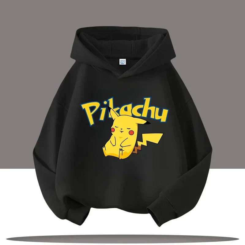 Vêtements chauds d'hiver mignons Pokemon Pikachu pour garçons et filles, sorties en plein air à la mode, sweats à capuche de spo