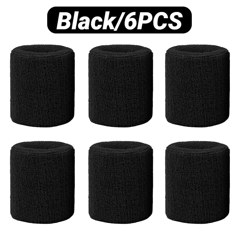 6Pcs Sweat Absorption Sports Wristband Moisture Wicking Wrist Guard For Tennis Basketball Running Sweatbands Bands Absorbent