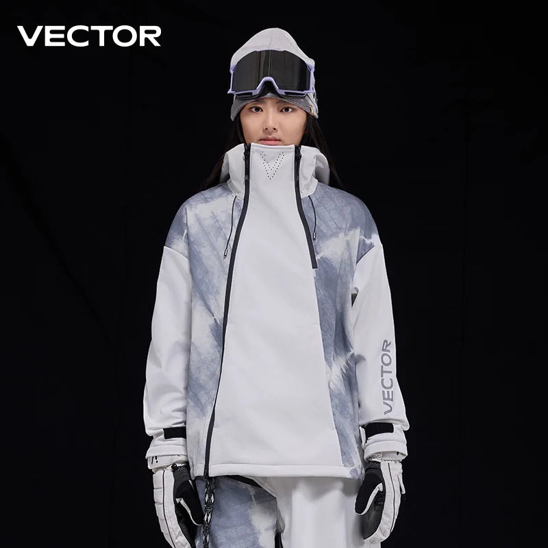 VECTOR Men and Women Splicing Skiing Skiing Top Waterproof Windproof Warm Durable Indoor and Outdoor Skiing Snowboard Jacket