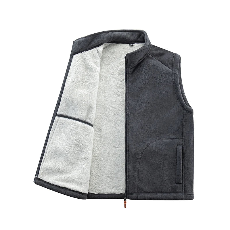 Velvet Quilted Polar Vest Coat Men Autumn Winter Cold Proof Sleeveless Jacket Warm Thickened Waistcoat Men's Cotton-padded Vests
